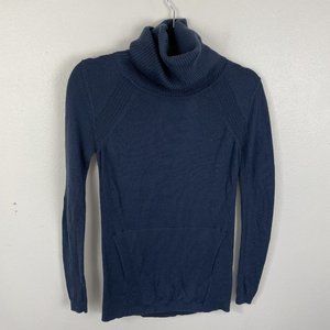 Lululemon Sweat and Savasana Sweater Women's Size 4 Merino Wool Turtleneck Blue